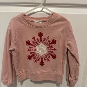 Peek Pink Sweatshirt with Red Floral Motif